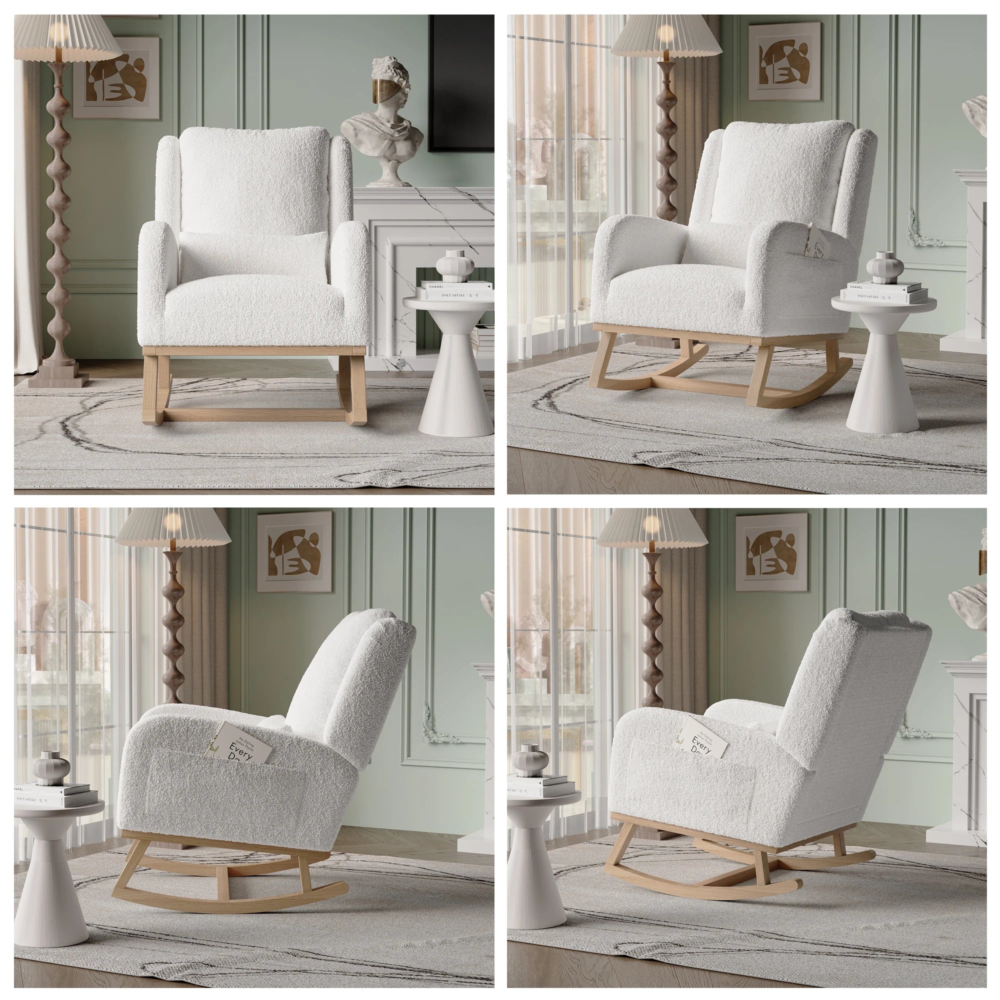 Fauteuil d'allaitement à bascule, doux, confortable et style moderne, avec espaces de rangement Petit Berceau